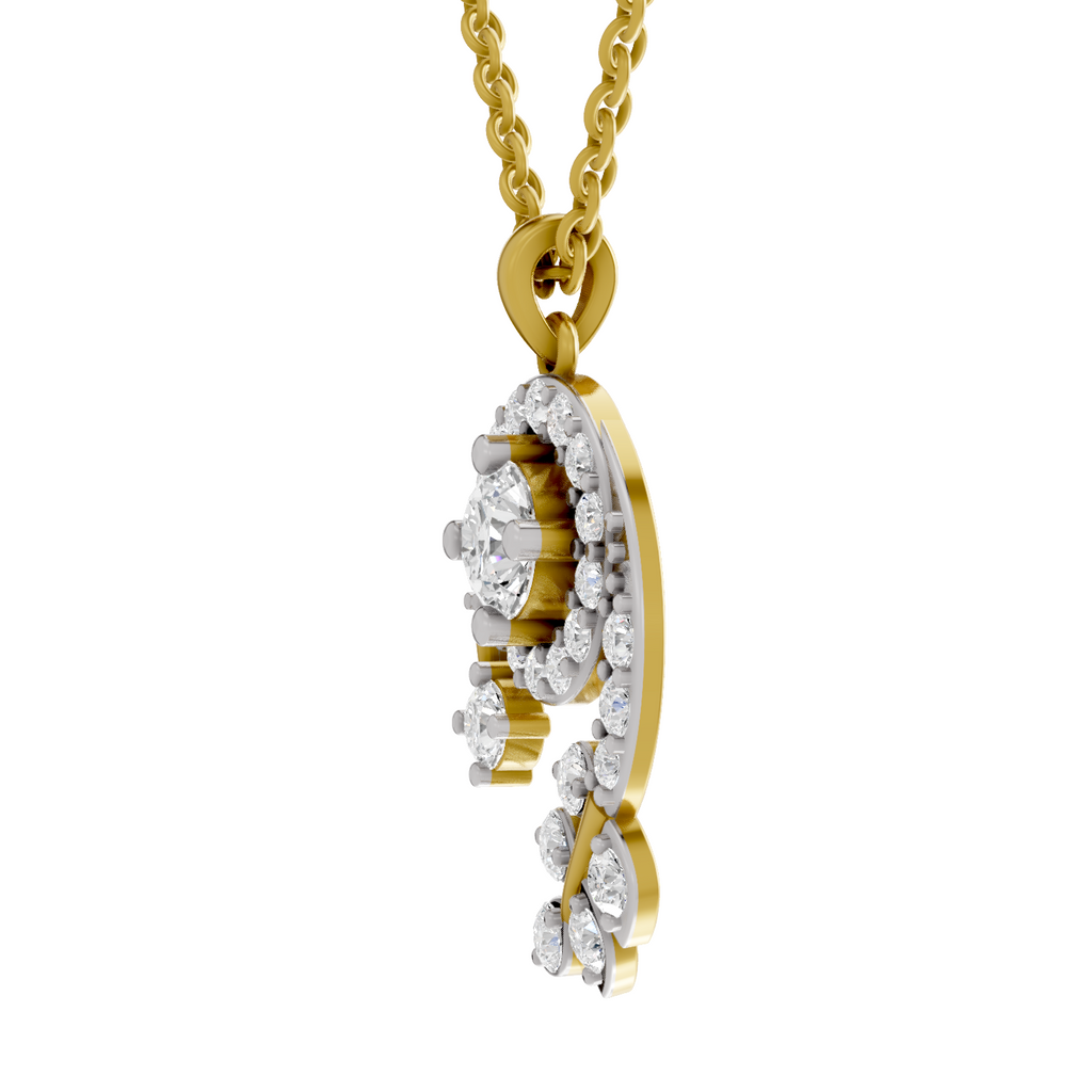1.72 Carat Diamond Spiral and Leaf Pendant Necklace 14K