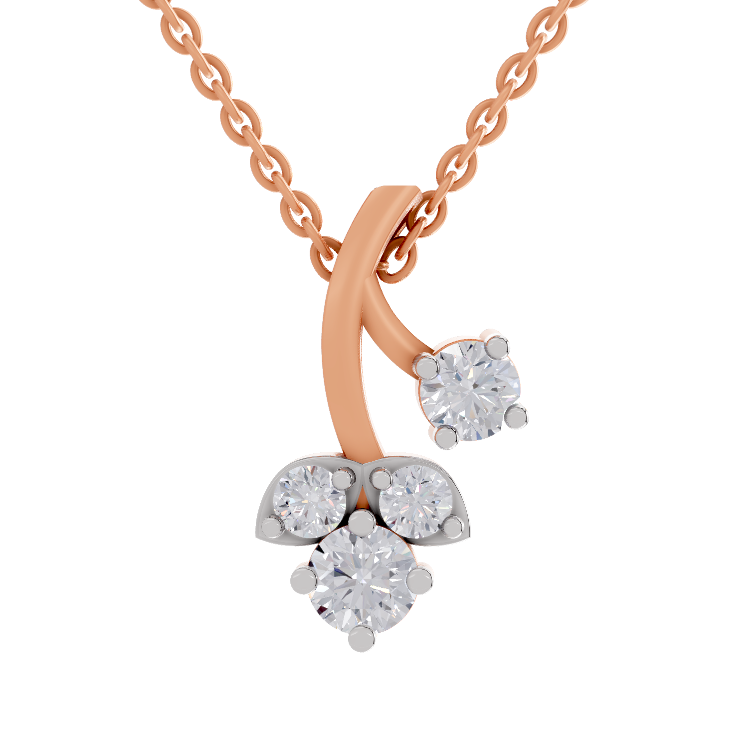 1.1 Carat Trinity Marquise Diamond Pendant Necklace 14K - Rose Gold