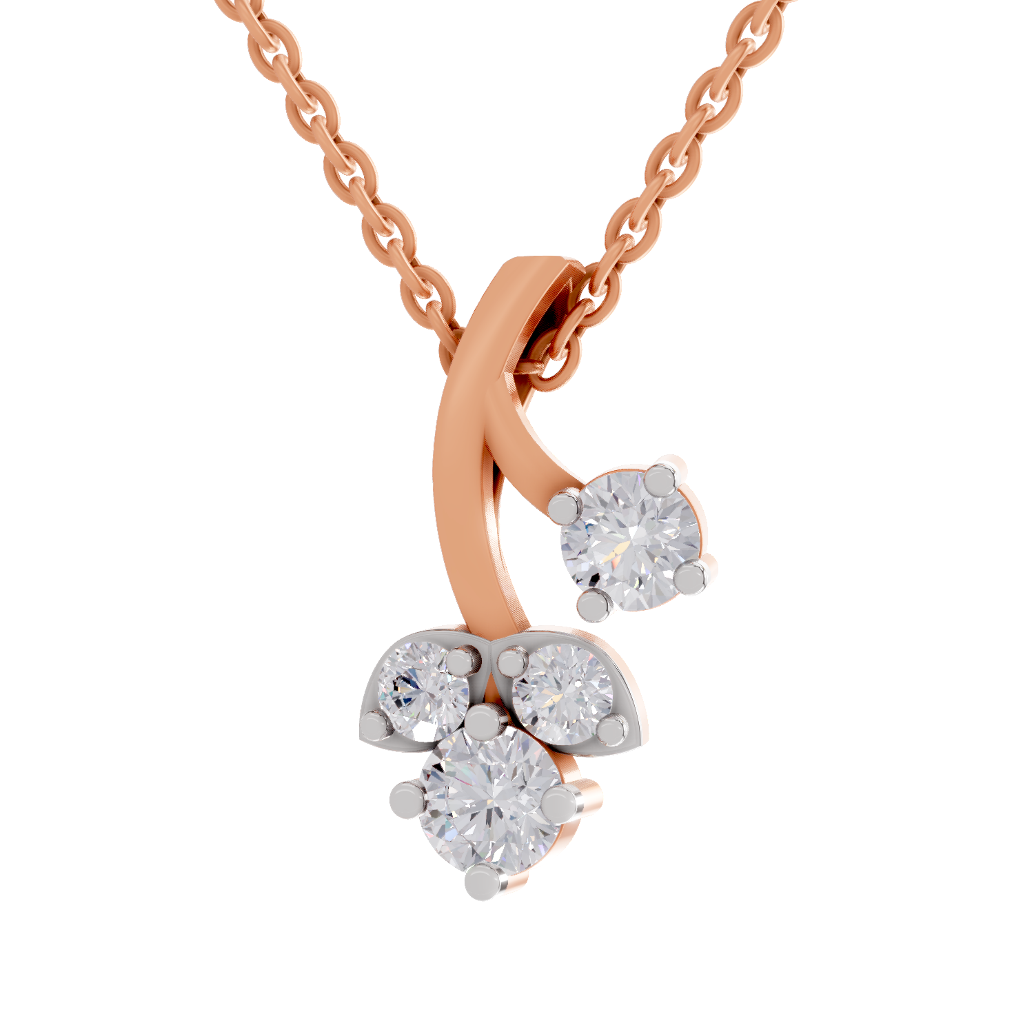1.1 Carat Trinity Marquise Diamond Pendant Necklace 14K - Rose Gold