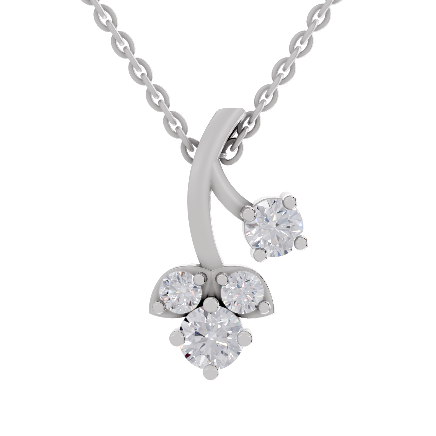1.1 Carat Trinity Marquise Diamond Pendant Necklace 14K - White Gold