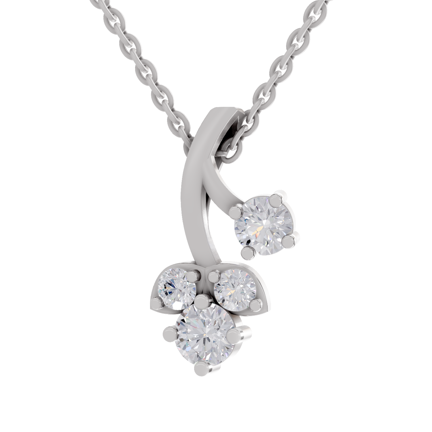 1.1 Carat Trinity Marquise Diamond Pendant Necklace 14K - White Gold