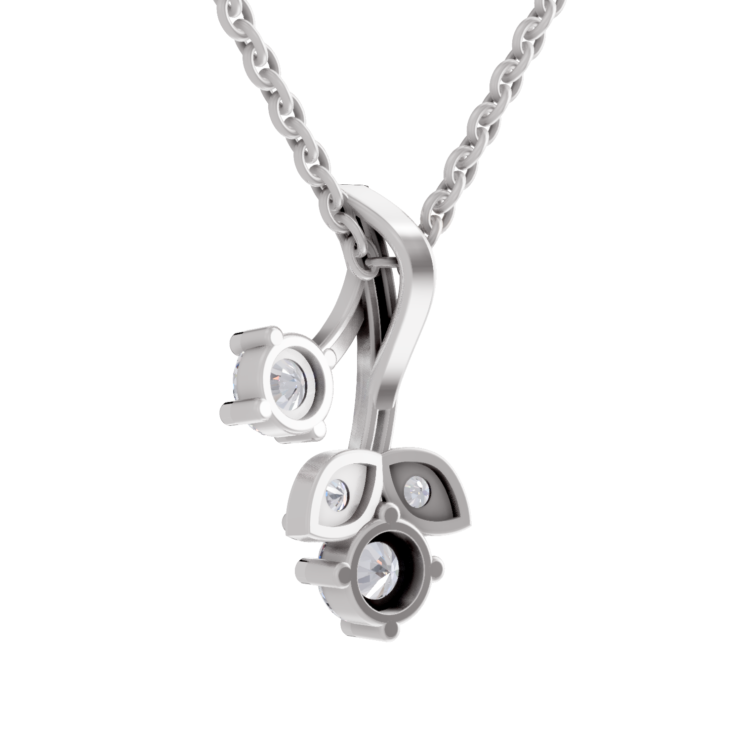 1.1 Carat Trinity Marquise Diamond Pendant Necklace 14K - White Gold
