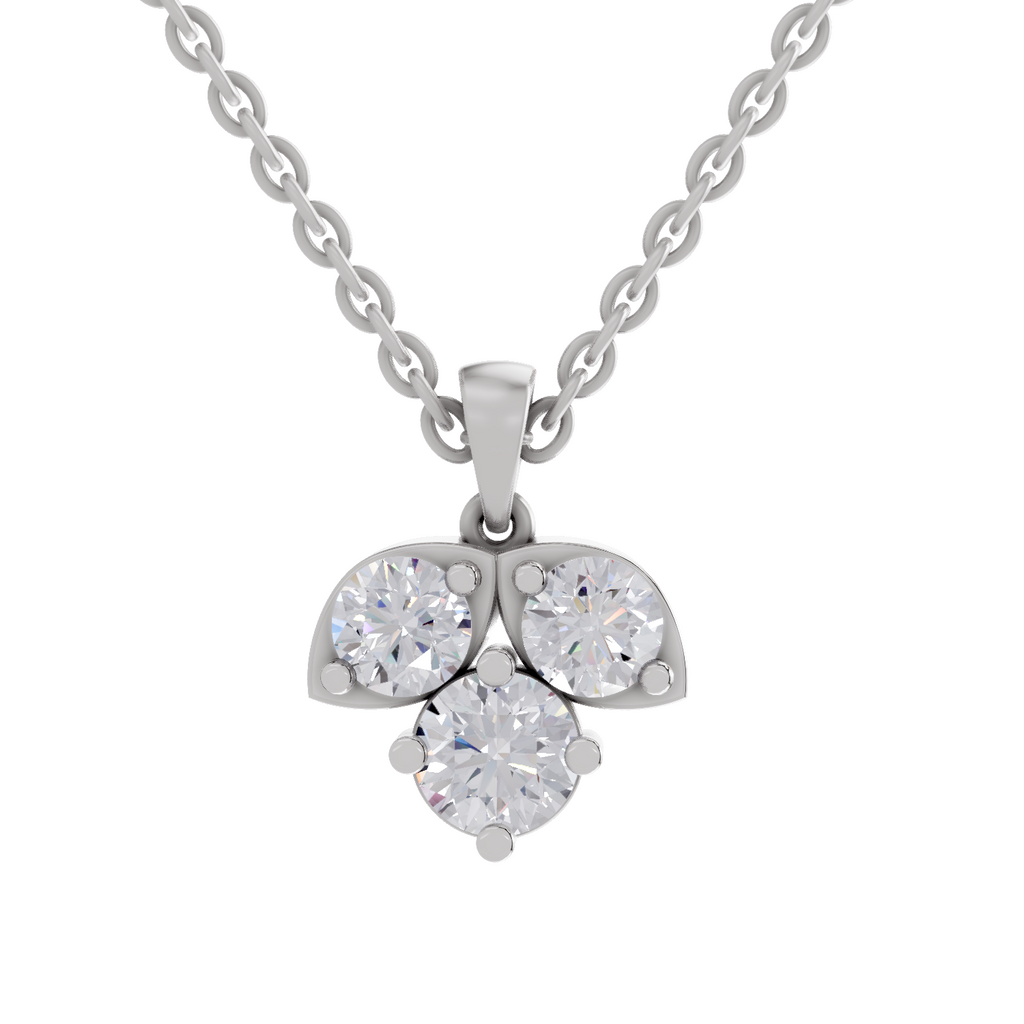1.29 Carat three-stone Diamond Pendant Necklace 14K - White Gold