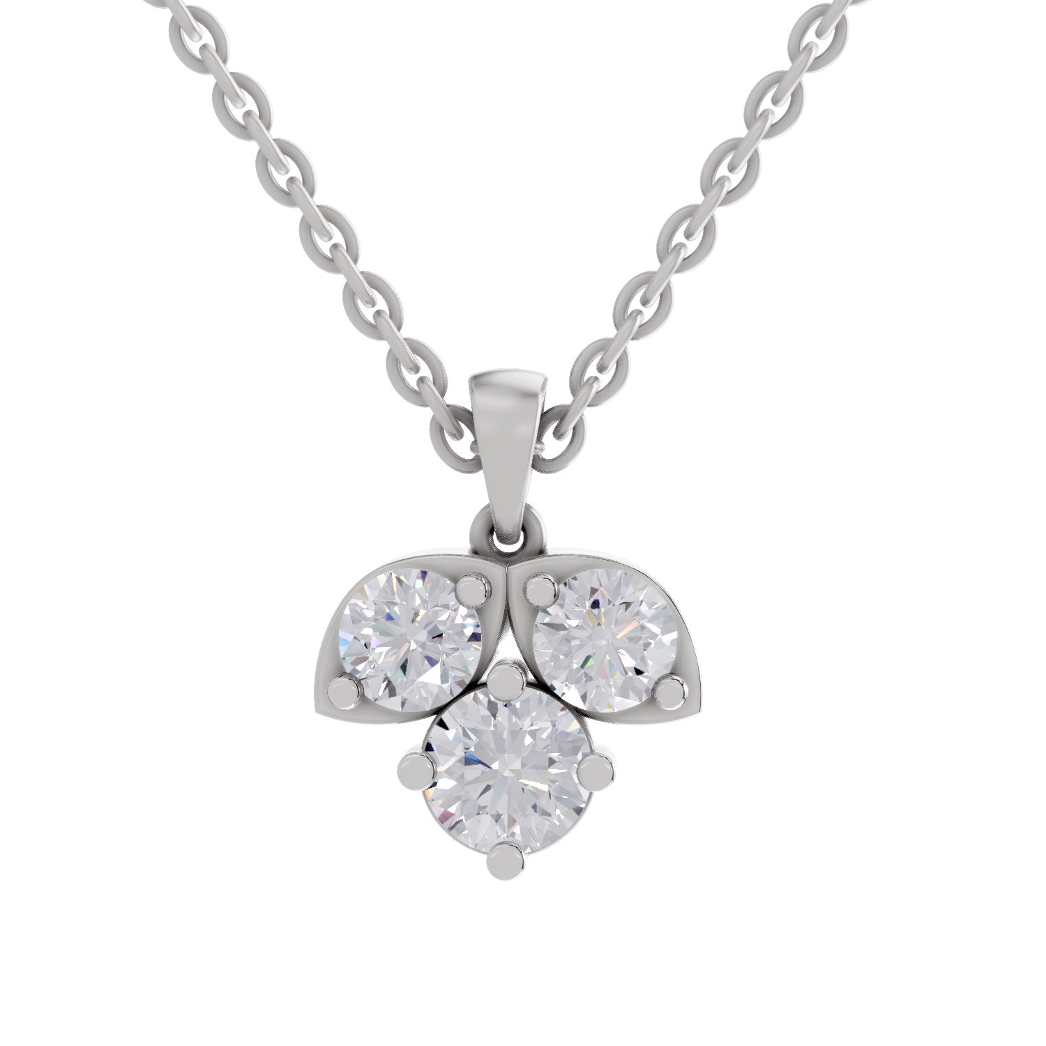 1.29 Carat three-stone Diamond Pendant Necklace 14K - White Gold