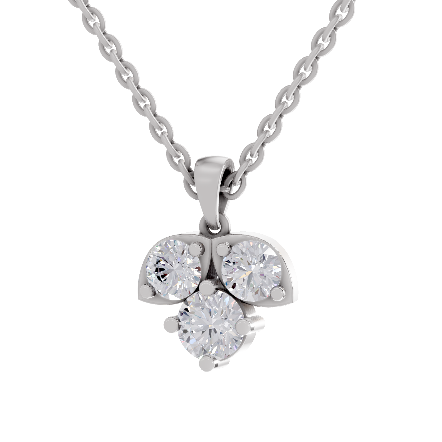 1.29 Carat three-stone Diamond Pendant Necklace 14K - White Gold