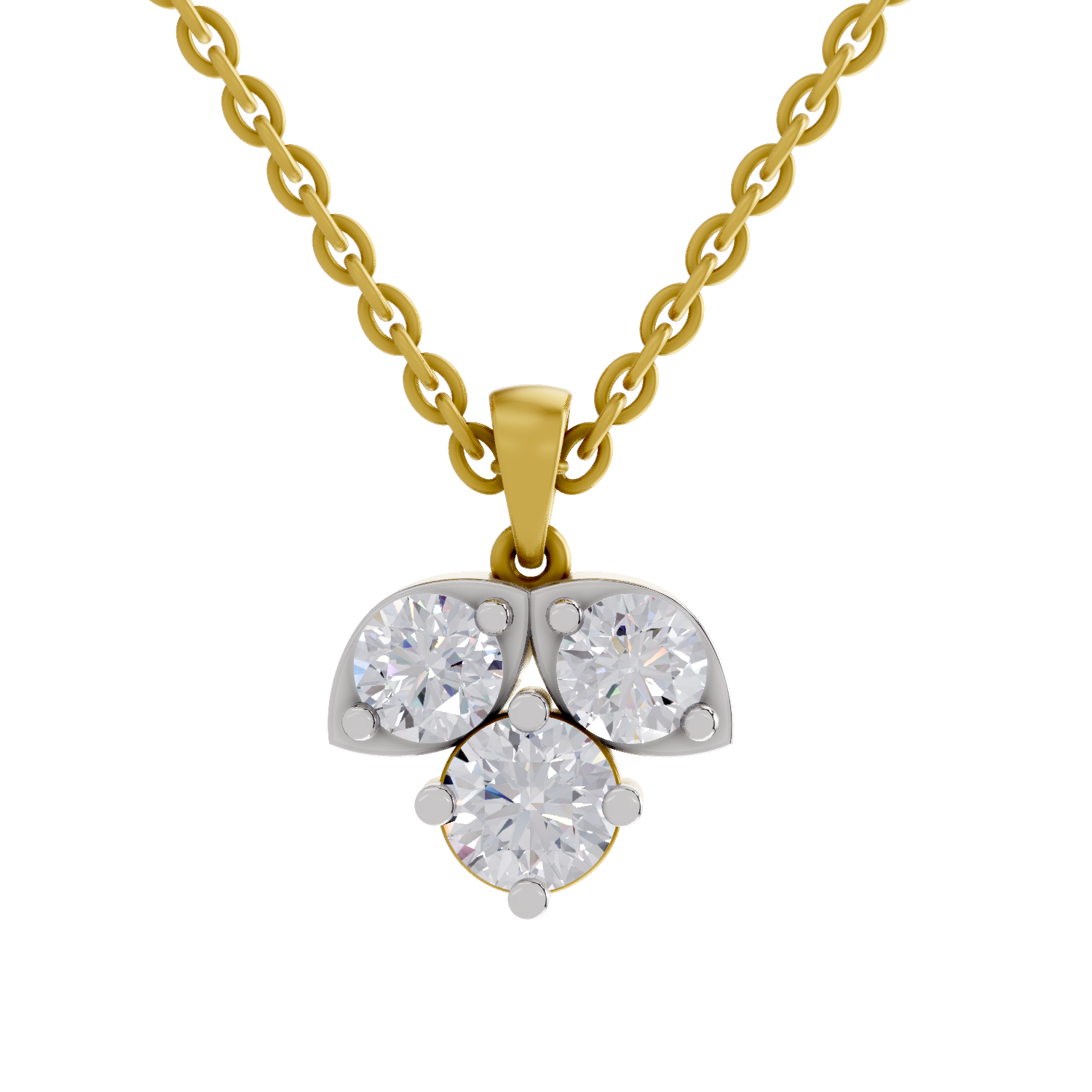 1.29 Carat three-stone Diamond Pendant Necklace 14K