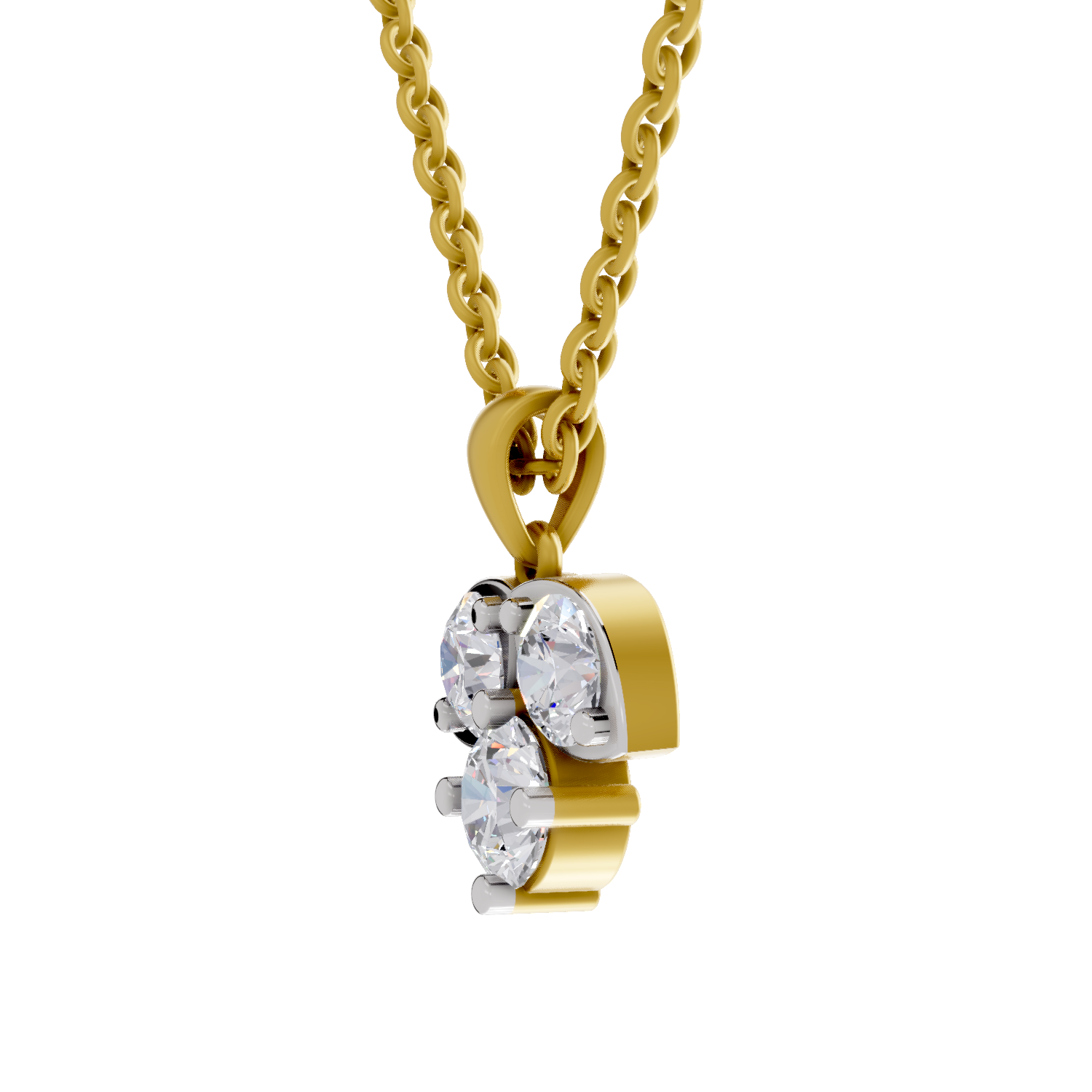 1.29 Carat three-stone Diamond Pendant Necklace 14K