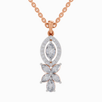 1.39 Carat Marquise and Floral Diamond Pendant Necklace 14K - Rose Gold