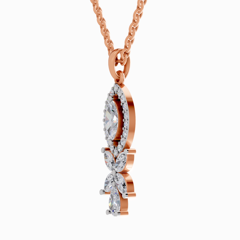 1.39 Carat Marquise and Floral Diamond Pendant Necklace 14K - Rose Gold