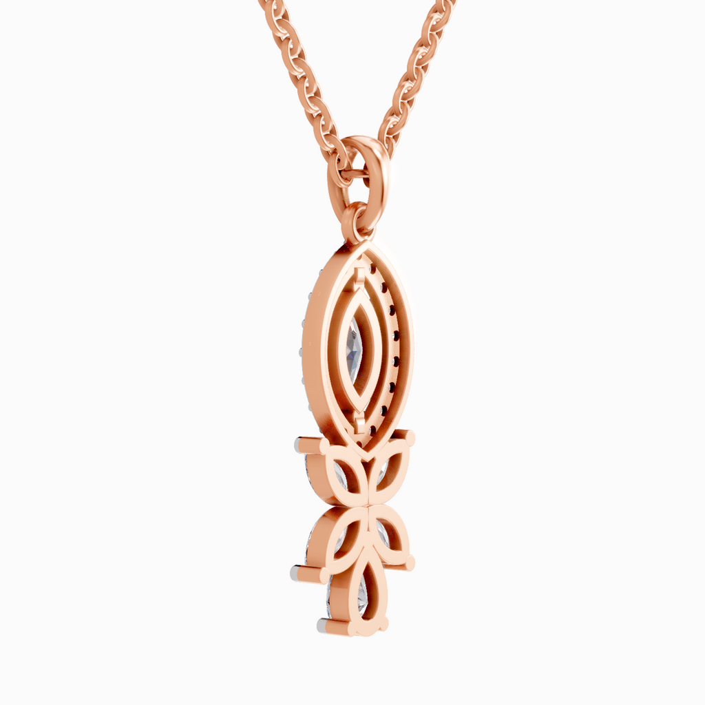 1.39 Carat Marquise and Floral Diamond Pendant Necklace 14K - Rose Gold