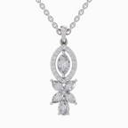 1.39 Carat Marquise and Floral Diamond Pendant Necklace 14K - White Gold