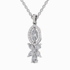 1.39 Carat Marquise and Floral Diamond Pendant Necklace 14K - White Gold