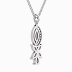 1.39 Carat Marquise and Floral Diamond Pendant Necklace 14K - White Gold