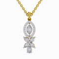 1.39 Carat Marquise and Floral Diamond Pendant Necklace 14K