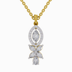 1.39 Carat Marquise and Floral Diamond Pendant Necklace 14K