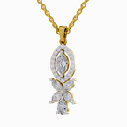 1.39 Carat Marquise and Floral Diamond Pendant Necklace 14K