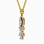 1.39 Carat Marquise and Floral Diamond Pendant Necklace 14K
