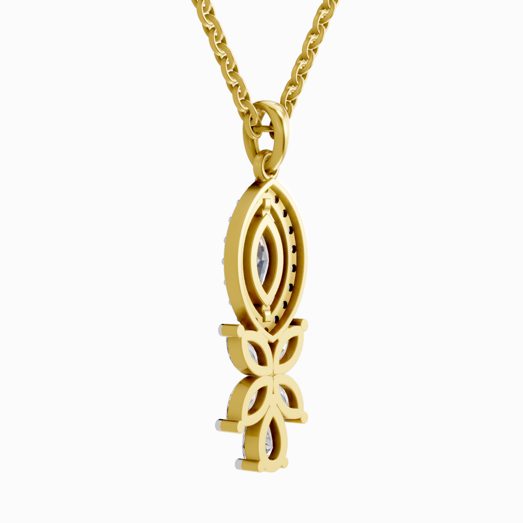 1.39 Carat Marquise and Floral Diamond Pendant Necklace 14K