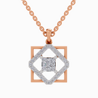 1.63 Carat Princess Cut Diamond Pendant Necklace 14K - Rose Gold