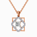 1.63 Carat Princess Cut Diamond Pendant Necklace 14K - Rose Gold