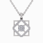 1.63 Carat Princess Cut Diamond Pendant Necklace 14K - White Gold