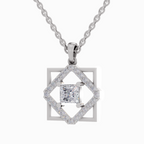 1.63 Carat Princess Cut Diamond Pendant Necklace 14K - White Gold