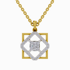1.63 Carat Princess Cut Diamond Pendant Necklace 14K