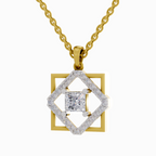1.63 Carat Princess Cut Diamond Pendant Necklace 14K