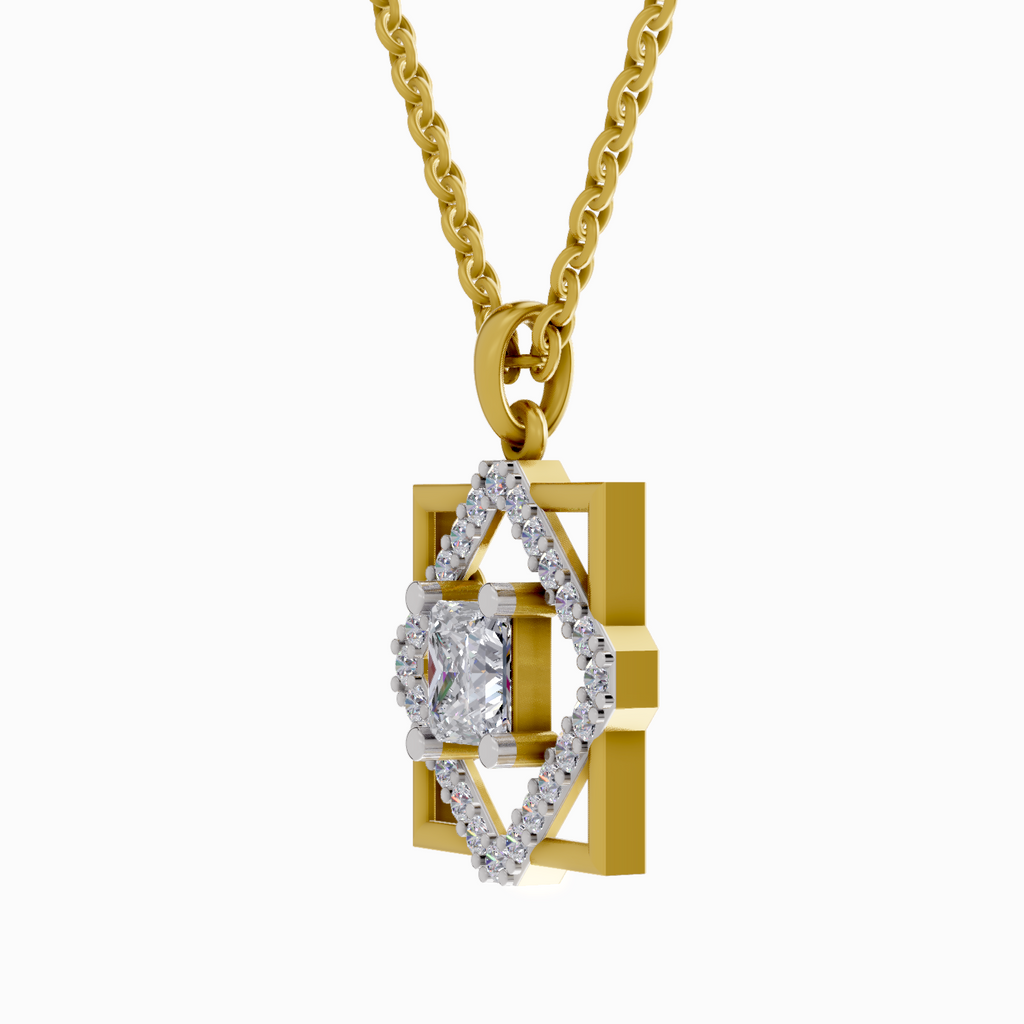 1.63 Carat Princess Cut Diamond Pendant Necklace 14K