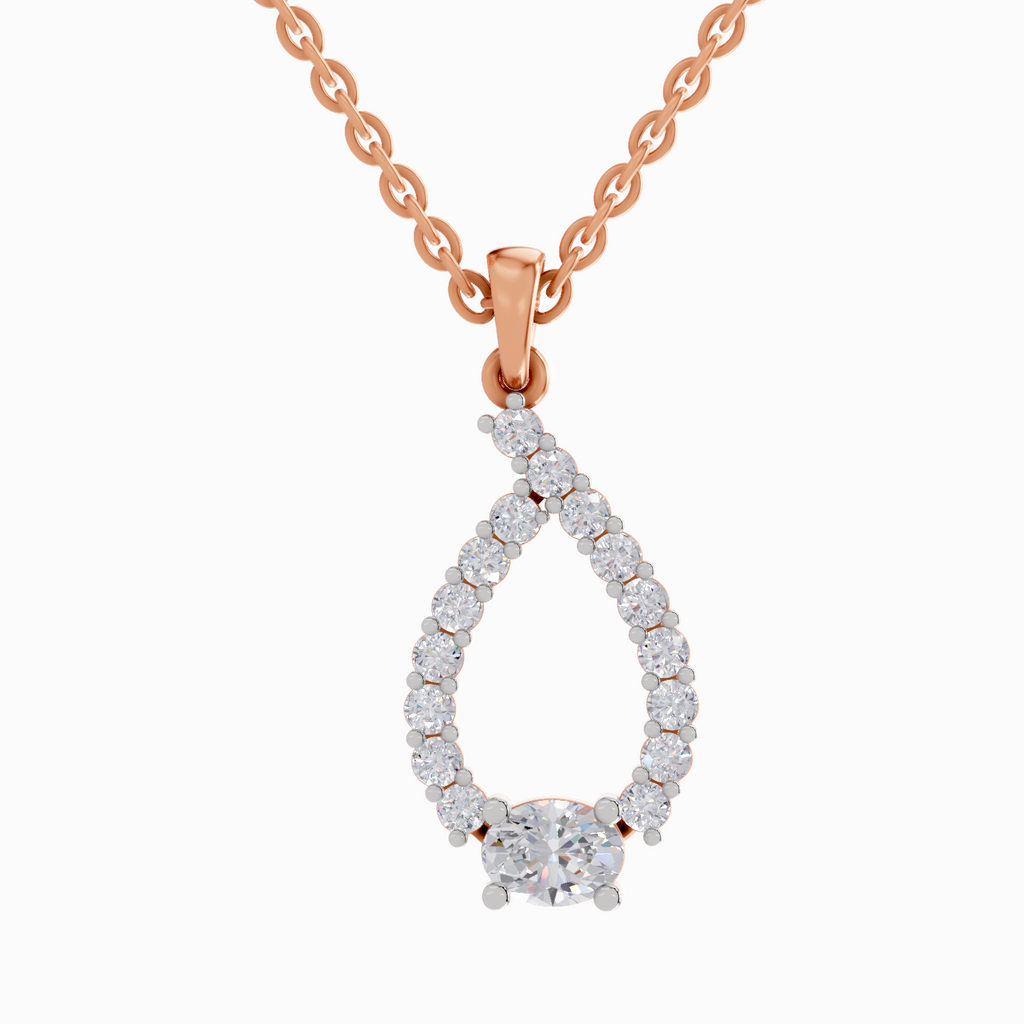 1.92 Carat Halo Teardrop Diamond Pendant Necklace 14K - Rose Gold
