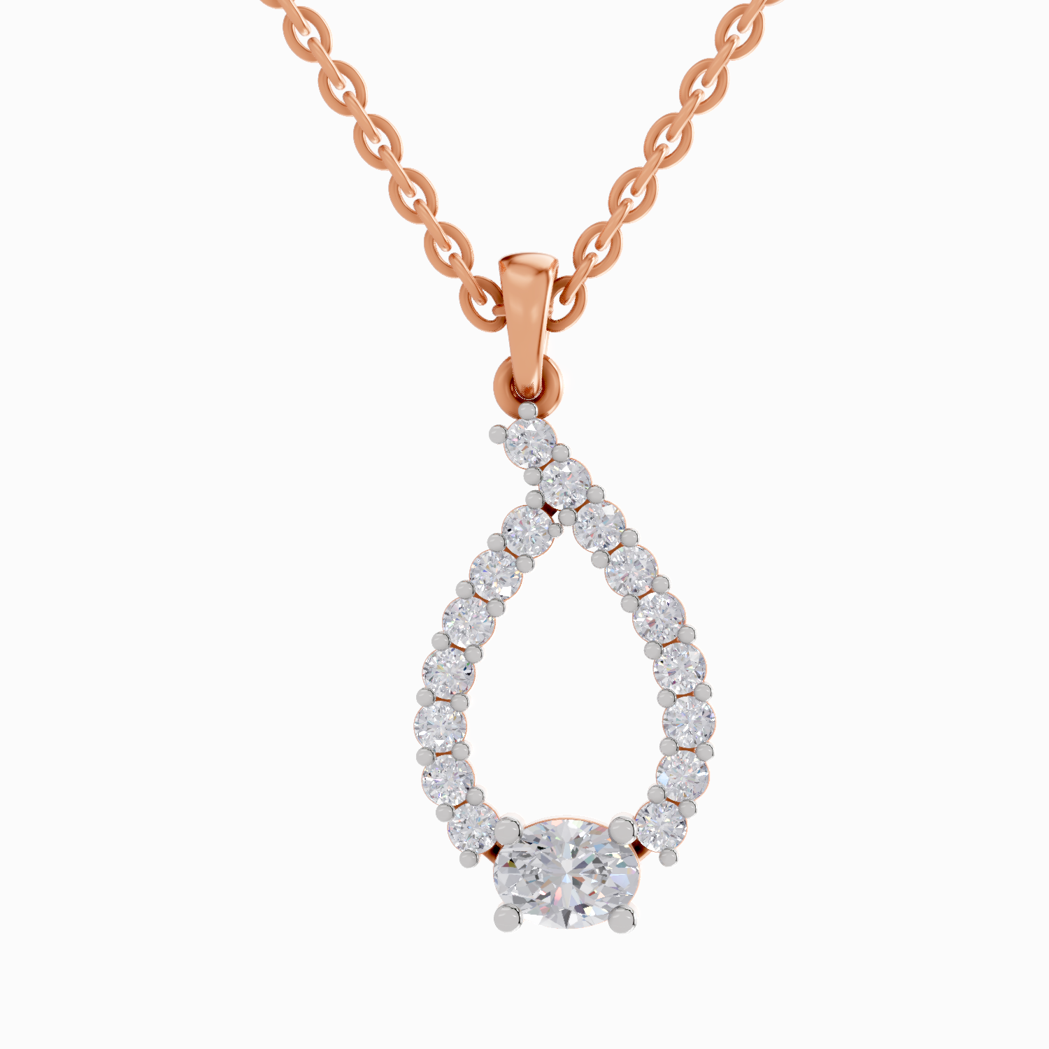 1.92 Carat Halo Teardrop Diamond Pendant Necklace 14K - Rose Gold