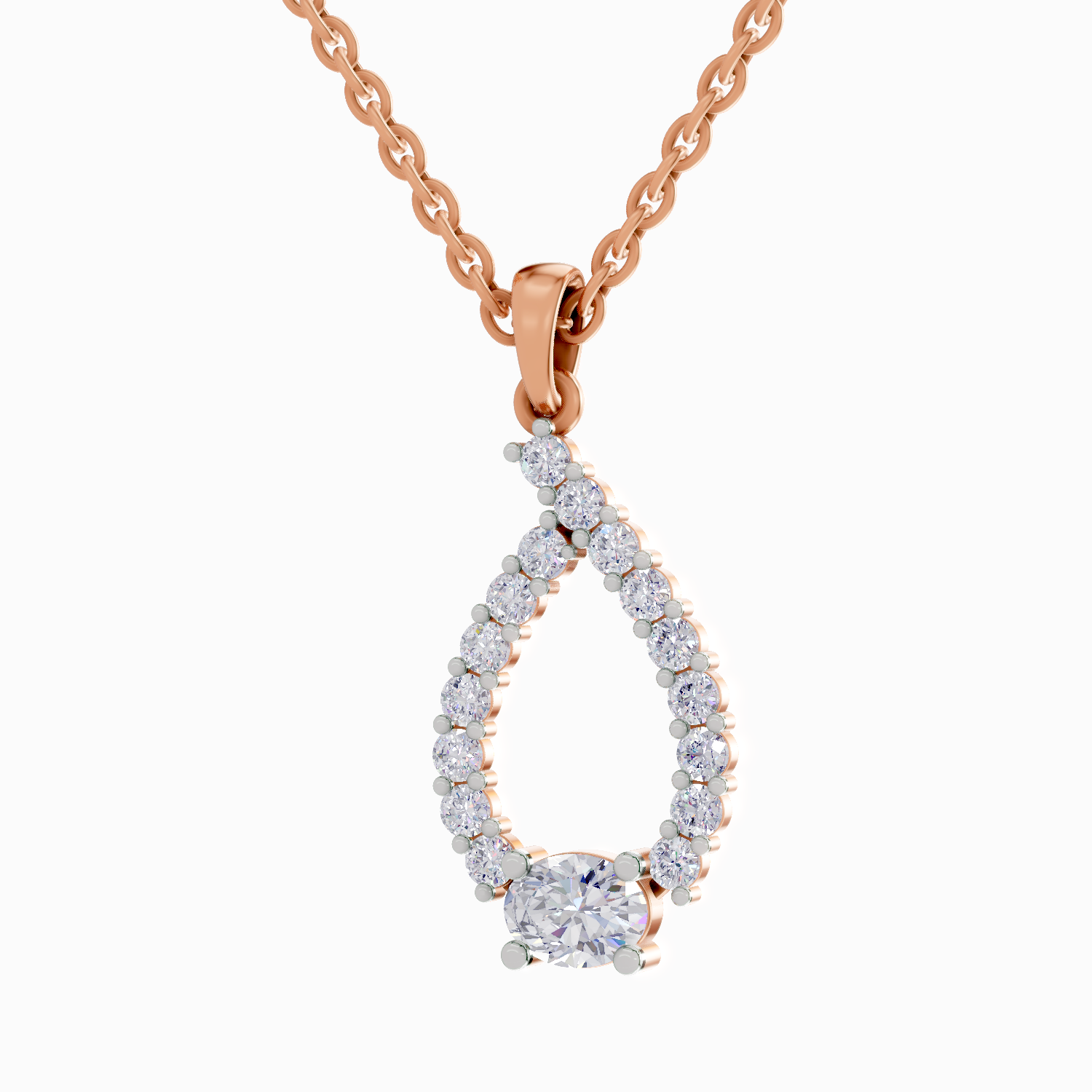 1.92 Carat Halo Teardrop Diamond Pendant Necklace 14K - Rose Gold