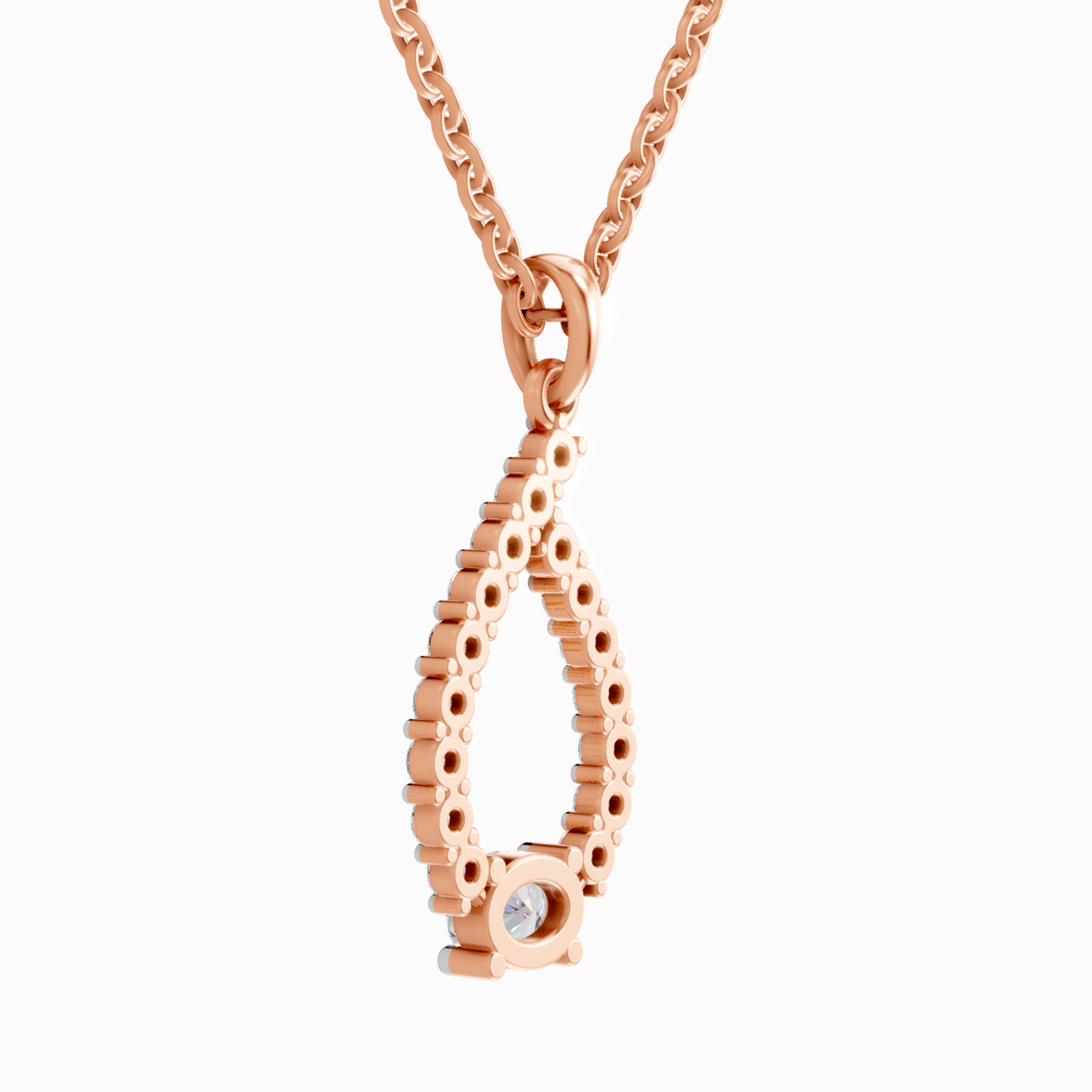 1.92 Carat Halo Teardrop Diamond Pendant Necklace 14K - Rose Gold