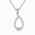 1.92 Carat Halo Teardrop Diamond Pendant Necklace 14K - White Gold