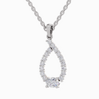 1.92 Carat Halo Teardrop Diamond Pendant Necklace 14K - White Gold