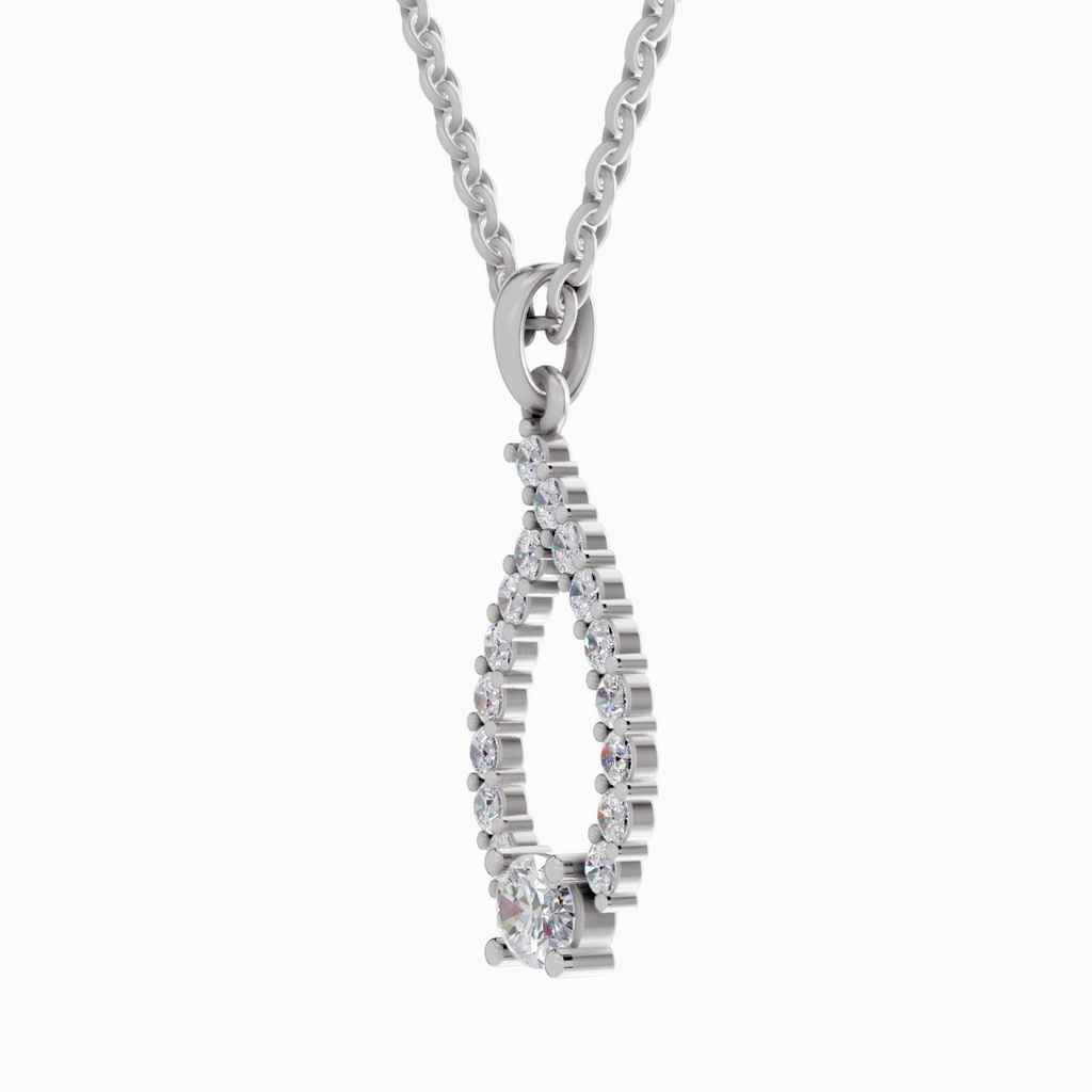 1.92 Carat Halo Teardrop Diamond Pendant Necklace 14K - White Gold