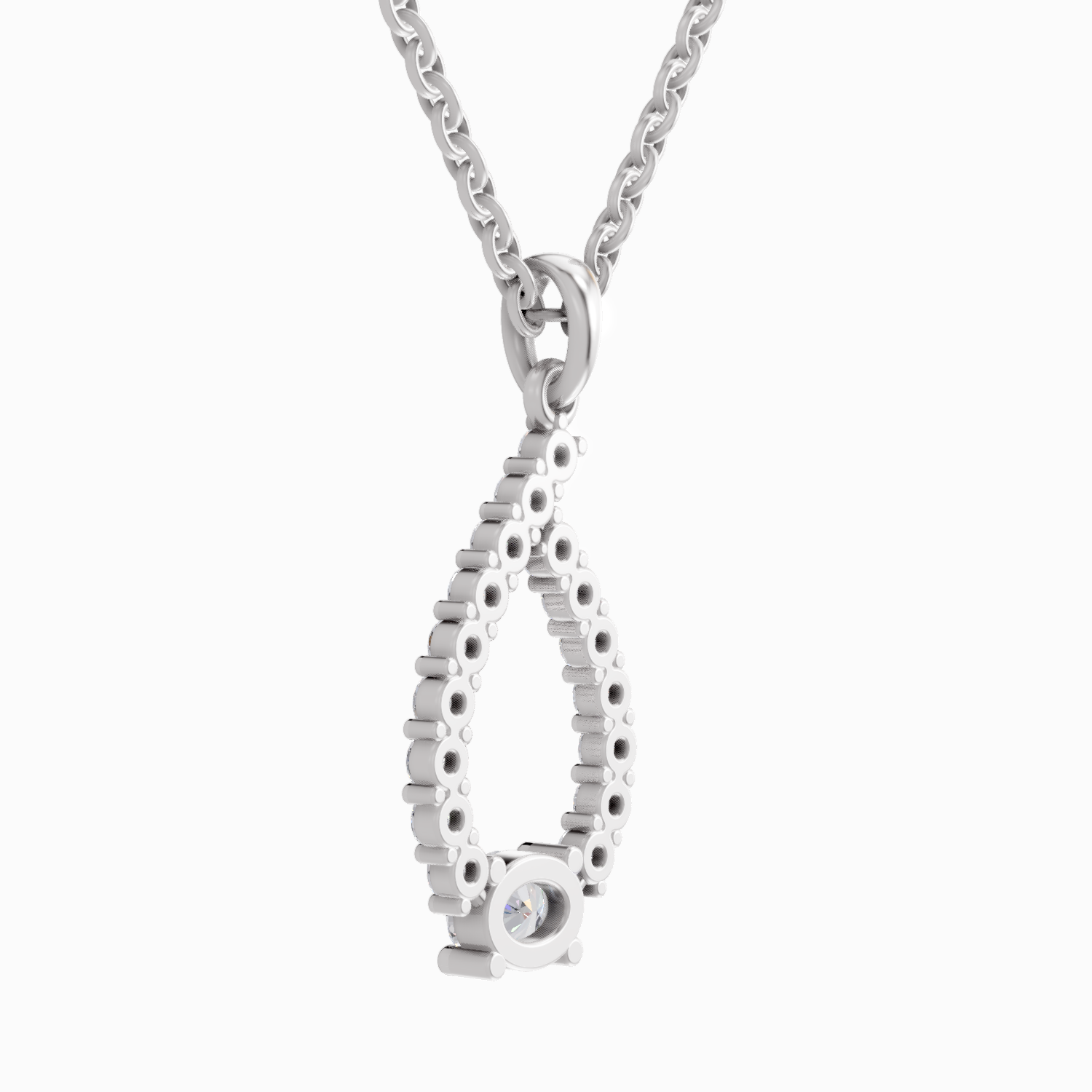 1.92 Carat Halo Teardrop Diamond Pendant Necklace 14K - White Gold