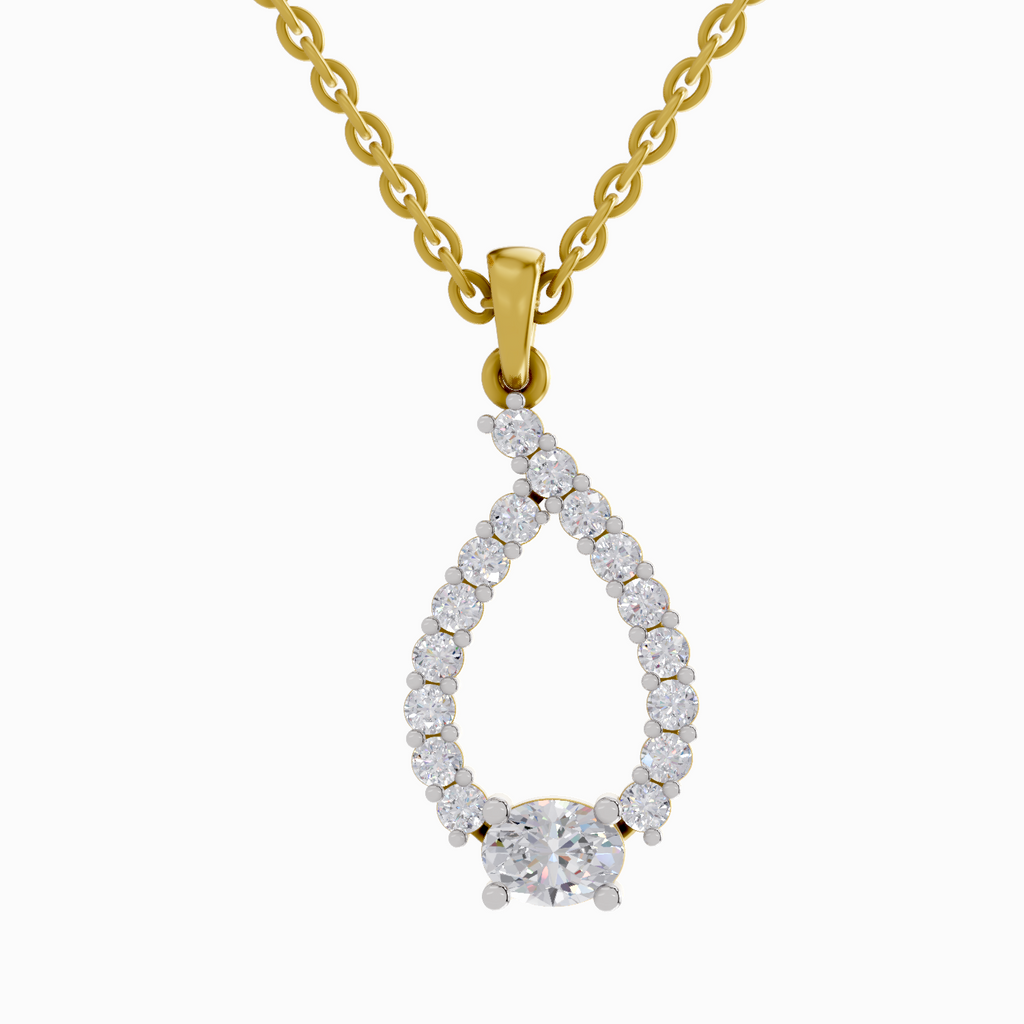1.92 Carat Halo Teardrop Diamond Pendant Necklace 14K