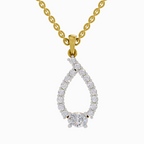 1.92 Carat Halo Teardrop Diamond Pendant Necklace 14K