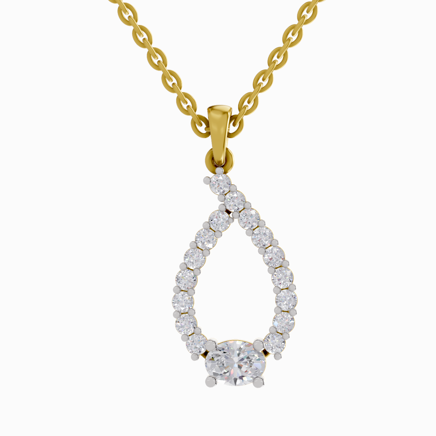 1.92 Carat Halo Teardrop Diamond Pendant Necklace 14K