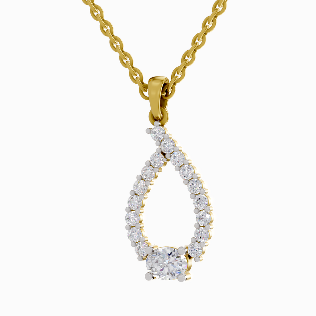 1.92 Carat Halo Teardrop Diamond Pendant Necklace 14K