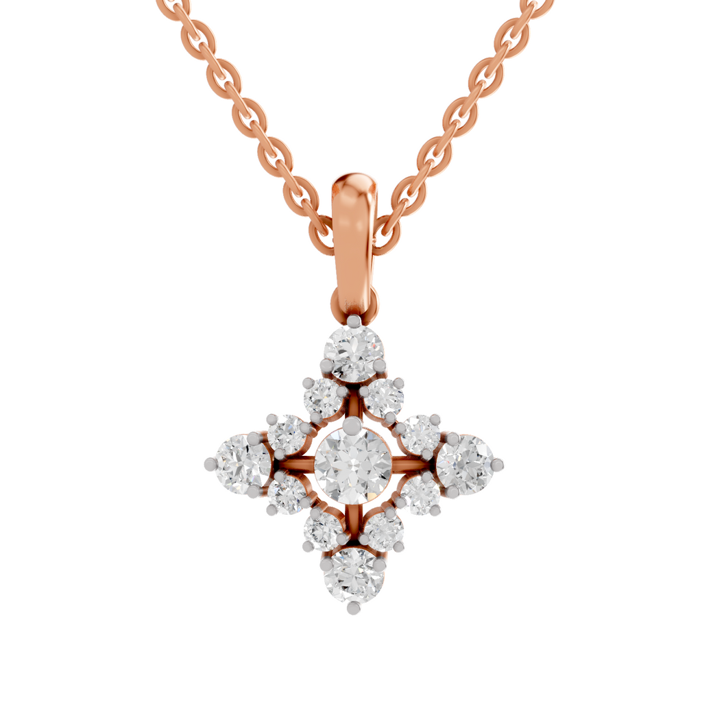 0.95 Carat Diamond Bloom Pendant Necklace 14K - Rose Gold
