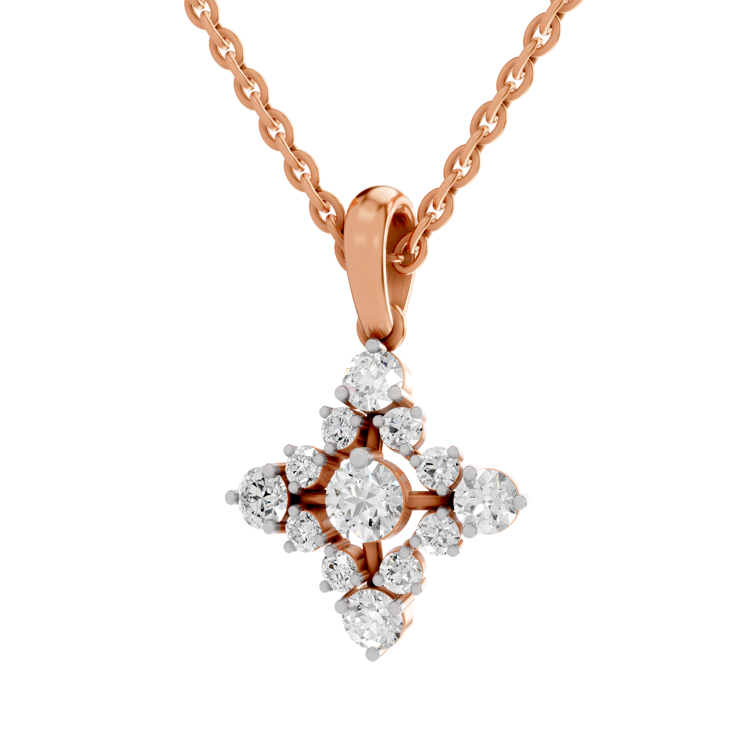 0.95 Carat Diamond Bloom Pendant Necklace 14K - Rose Gold