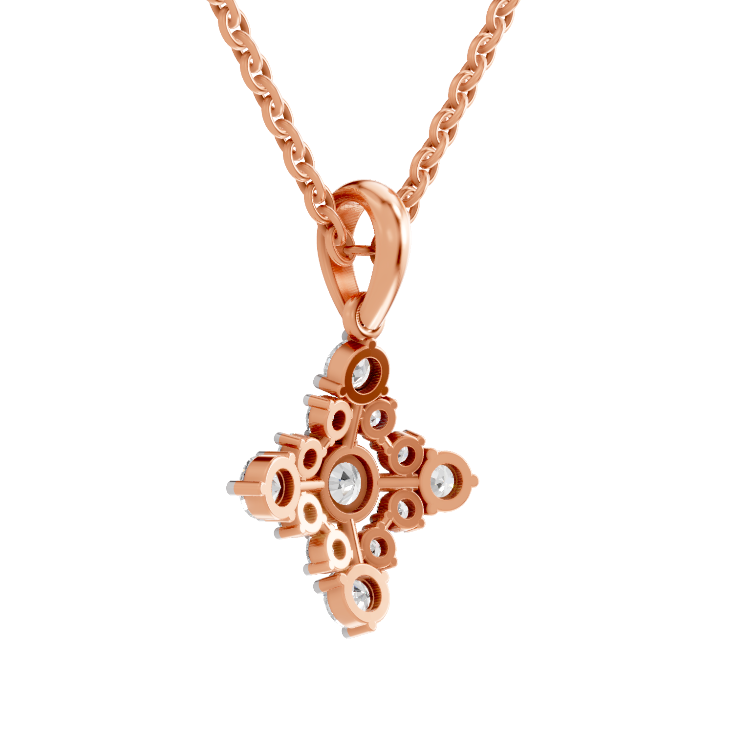 0.95 Carat Diamond Bloom Pendant Necklace 14K - Rose Gold