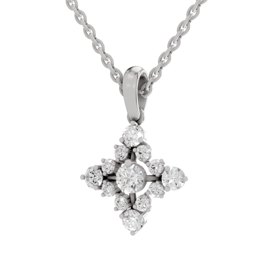 0.95 Carat Diamond Bloom Pendant Necklace 14K - White Gold