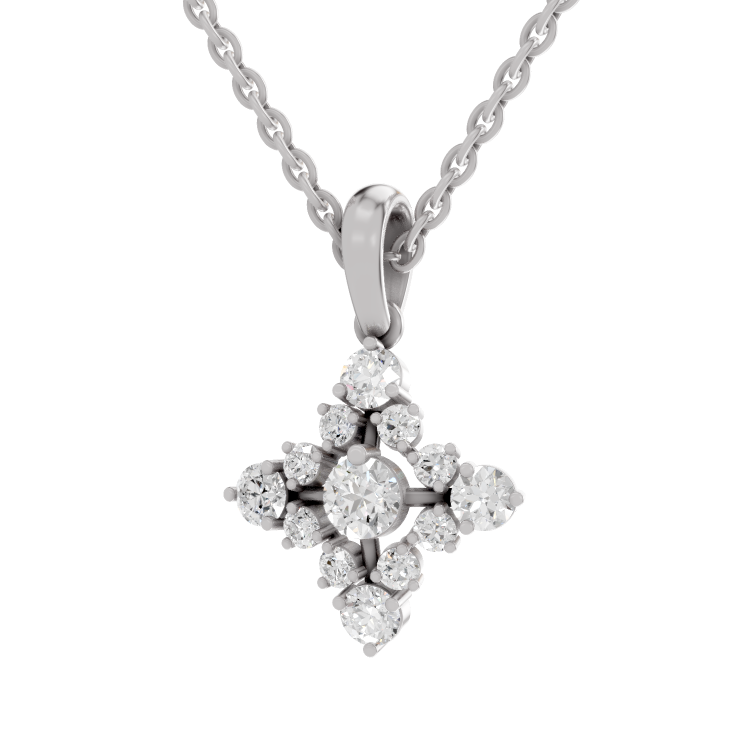 0.95 Carat Diamond Bloom Pendant Necklace 14K - White Gold