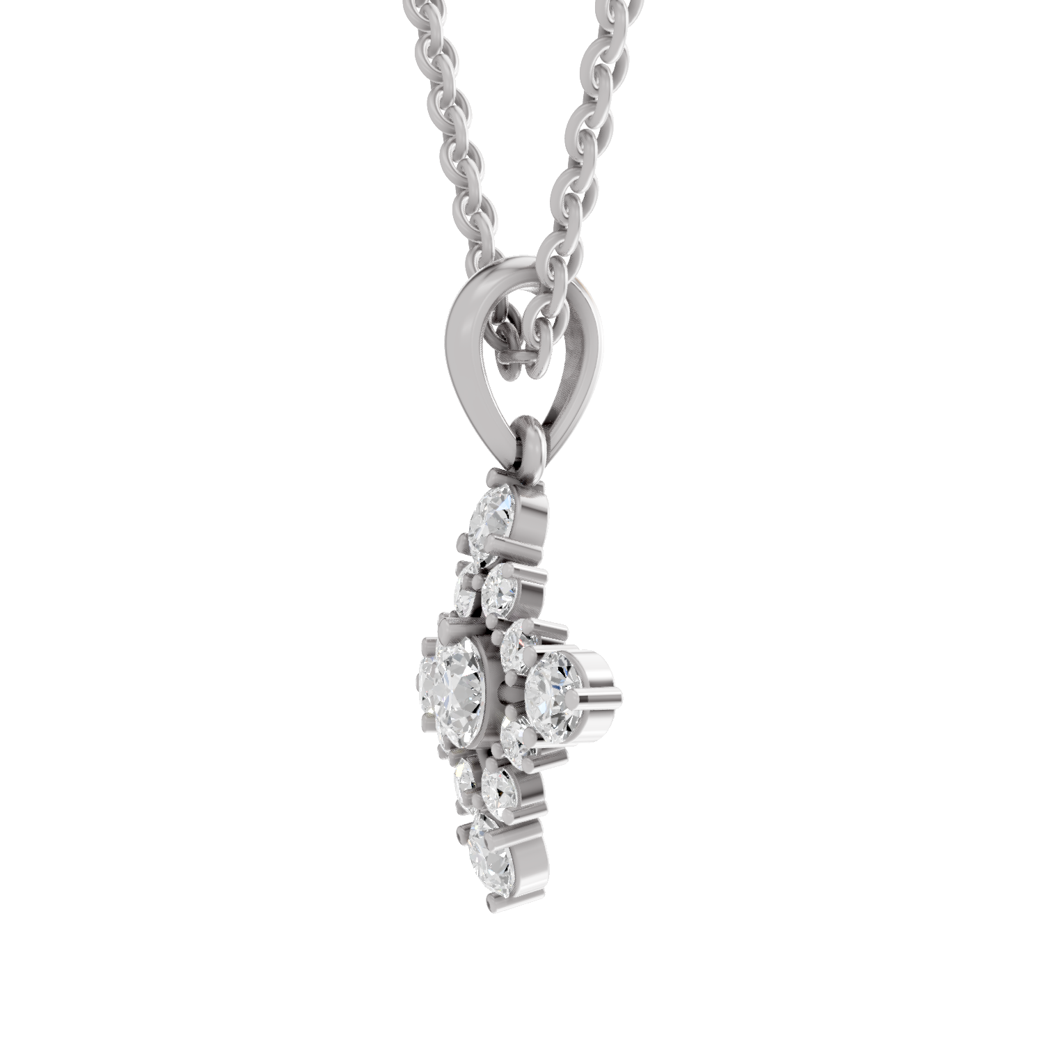 0.95 Carat Diamond Bloom Pendant Necklace 14K - White Gold