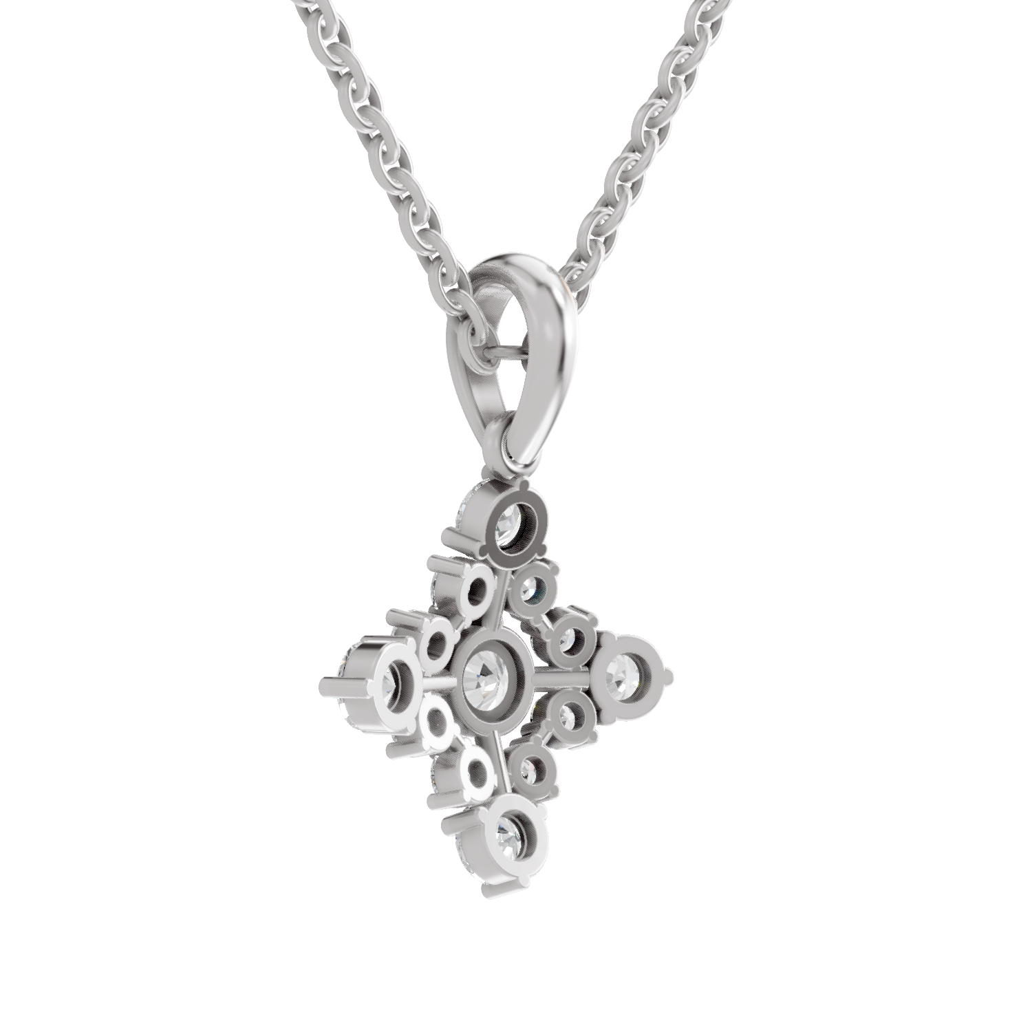 0.95 Carat Diamond Bloom Pendant Necklace 14K - White Gold