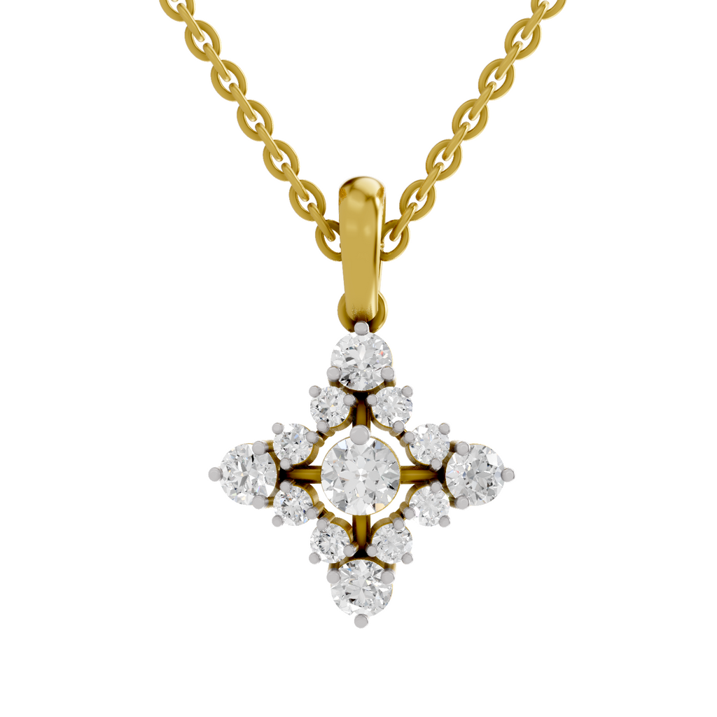0.95 Carat Diamond Bloom Pendant Necklace 14K