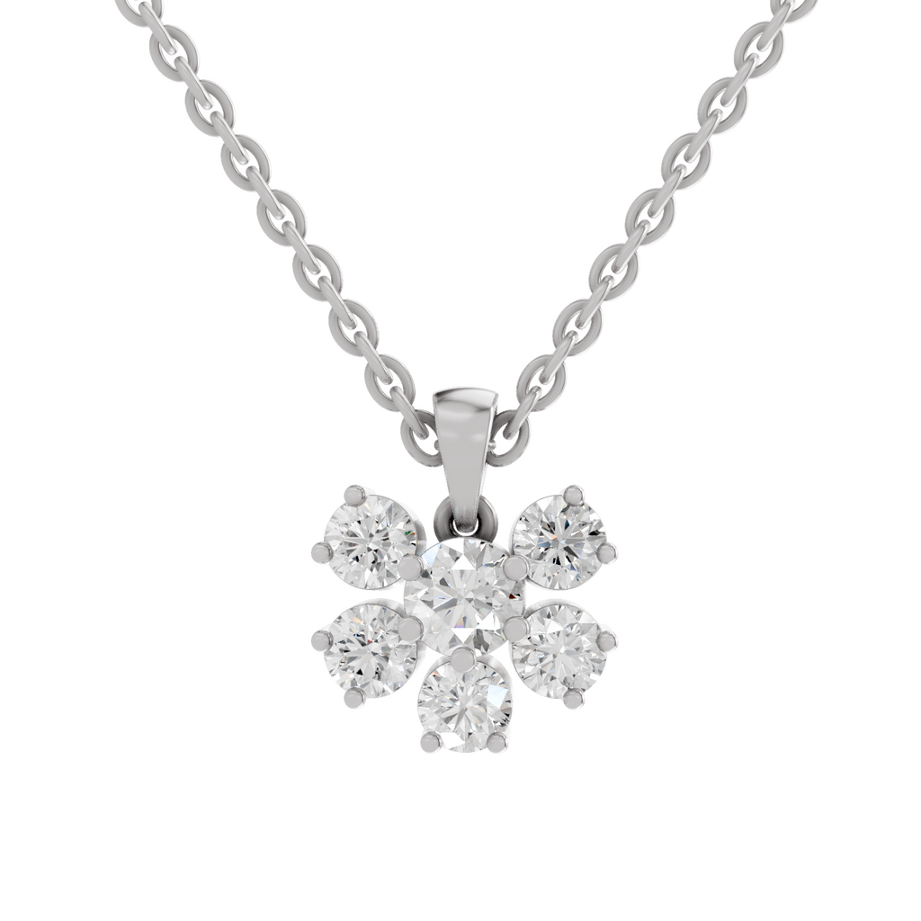 3.08 Carat Celeste Bloom Diamond Pendant Necklace 14K - White Gold